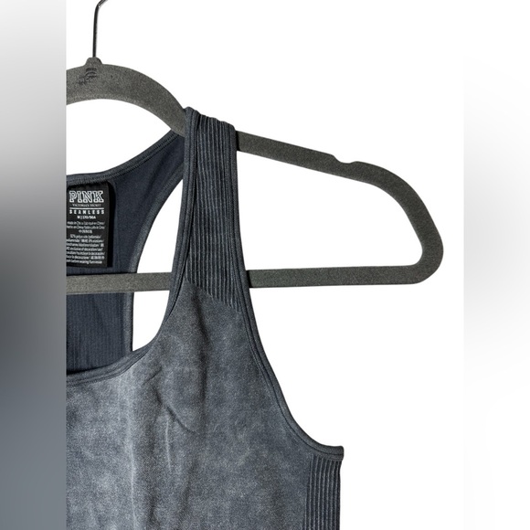 Victoria’s Secret PINK Seamless Ribbed Racerback Crop Tank Gray Size Medium - Picture 2 of 5